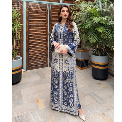 UA-302 Printed Shamooz Silk Kaftan Style Co-Ord | Umnaa
