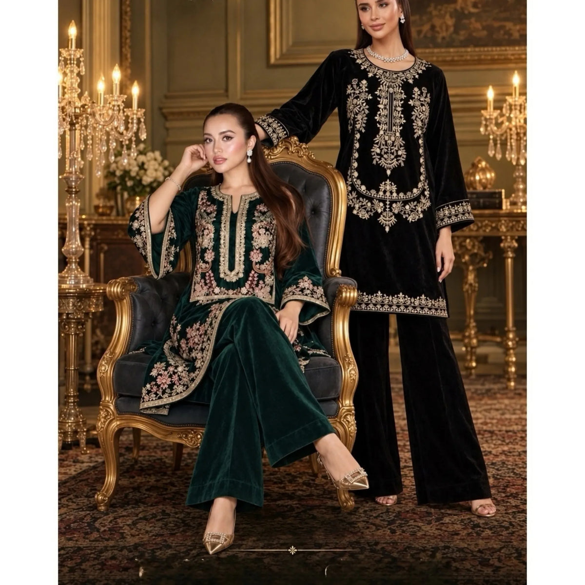 RA-42 Mehr-e-Noor Luxury Velvet Co-Ords | Raniya.h