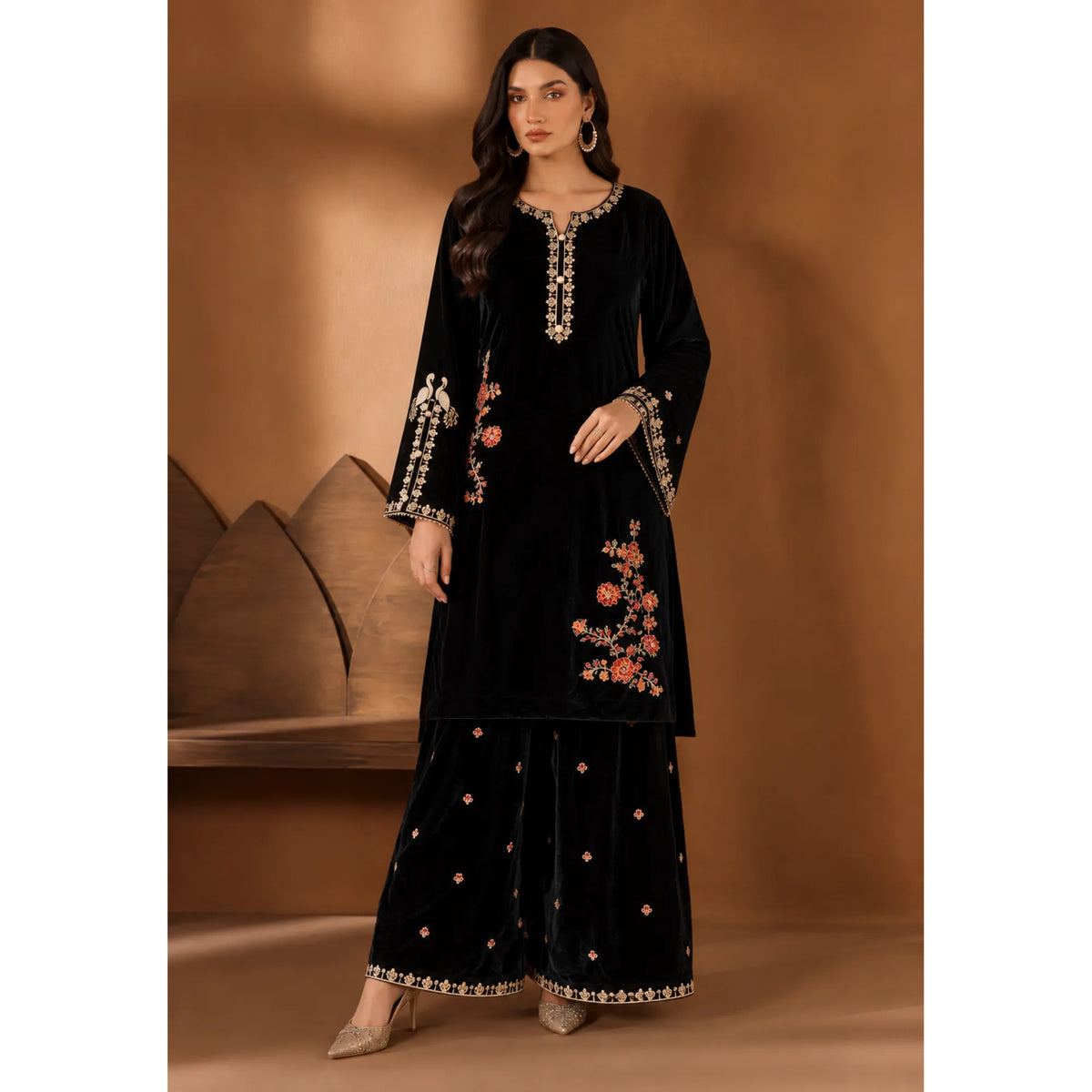 UA-307 Luxury Embroidered Velvet 2 Pc | UMNAA