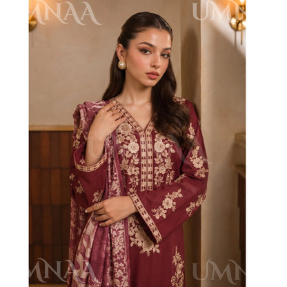 UA-317 Luxury Linen Kaftan Style 3 Pc | Umnaa