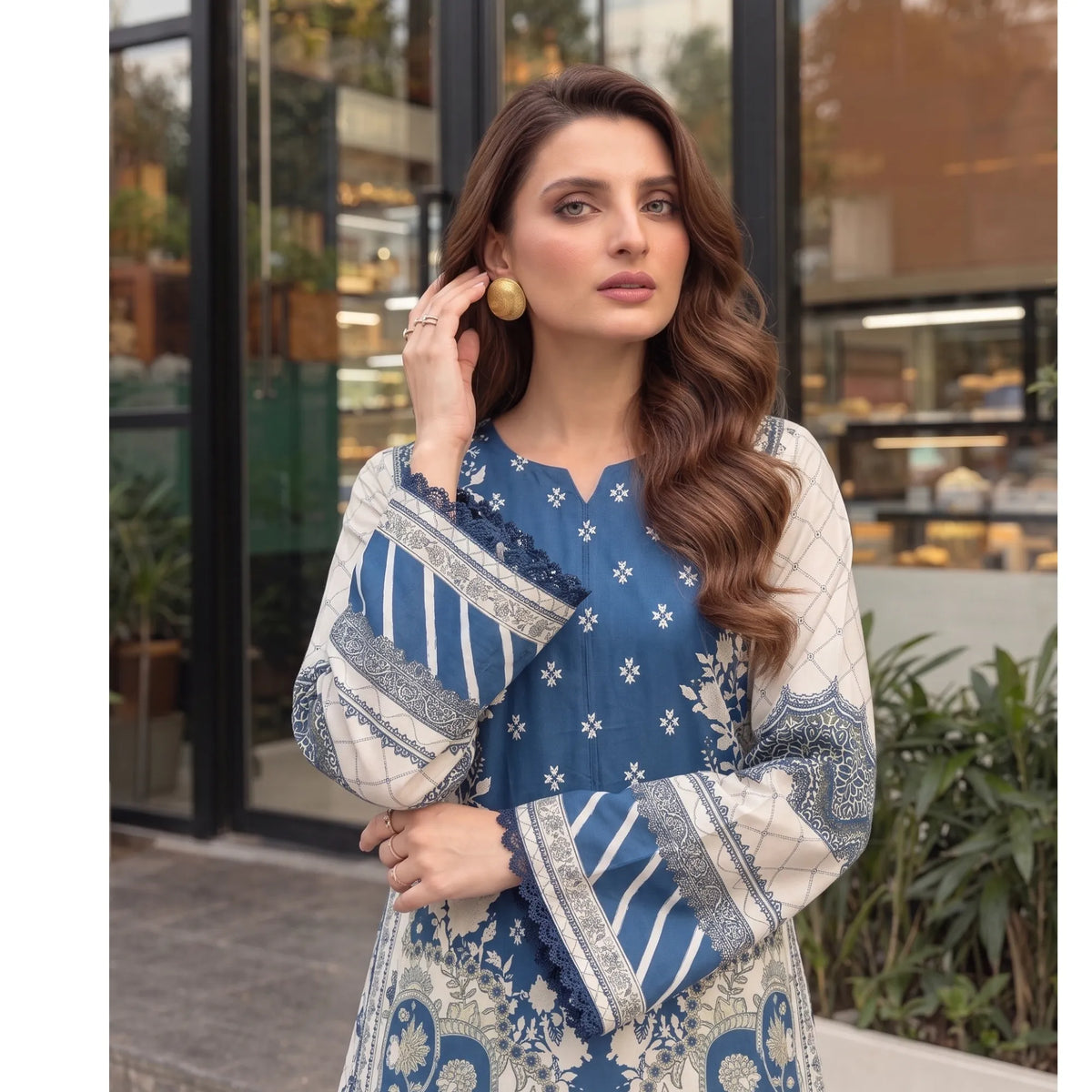 UA-319 Printed Shamooz Silk Kaftan Co-Ords 2 Pc | Umnaa