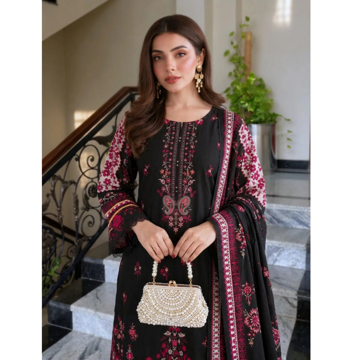 UA-325 Printed Kaftan Khaddar Style 3 Pc Collection | Umnaa