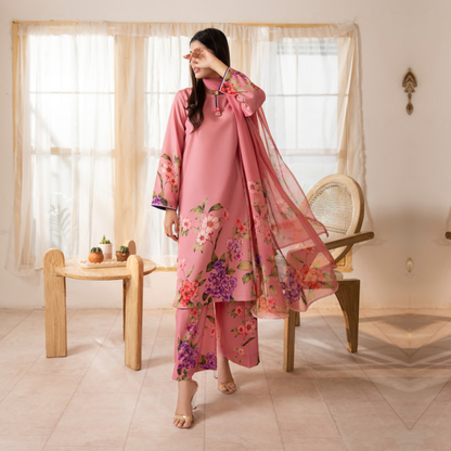 UCA-26 "Gul e Jana" Viscose Silk 3 Pc Collection by Casuallite