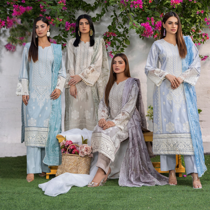 UTT-05 Embroidered Cambric Cotton 3 Pc Ready to wear Collection | Traditional Thread