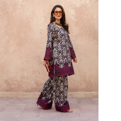 RA-34 Embroidered Lawn Kaftan Style and Short Farshi Shalwar 2 Piece Casual Summer Collection by Raniya.h