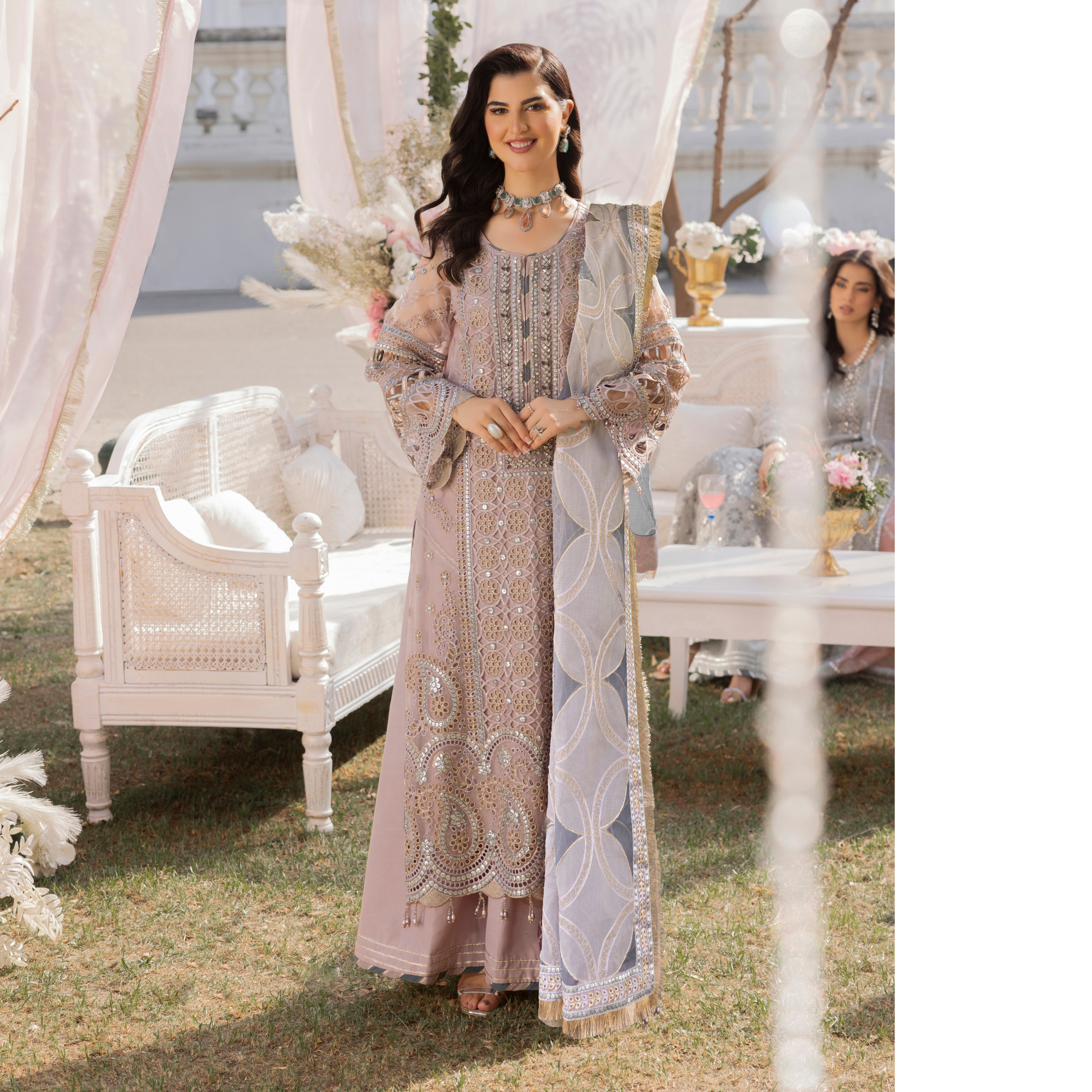UTT-04 Embroidered Luxury festive 3 Pc Pakistani Dress | Ready to wear | Traditional Thread Cool Grey / Medium UTT-04 Embroidered Luxury festive 3 Pc Pakistani Dress | Ready to wear | Traditional Thread Cool Grey / Medium