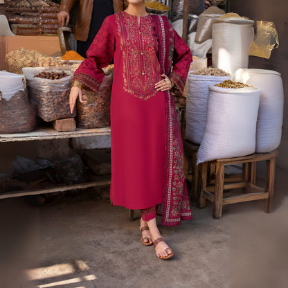 UCA-15 3 Pc Embroidered Cambric Cotton Ready to Wear Eid Collection by Casuallite