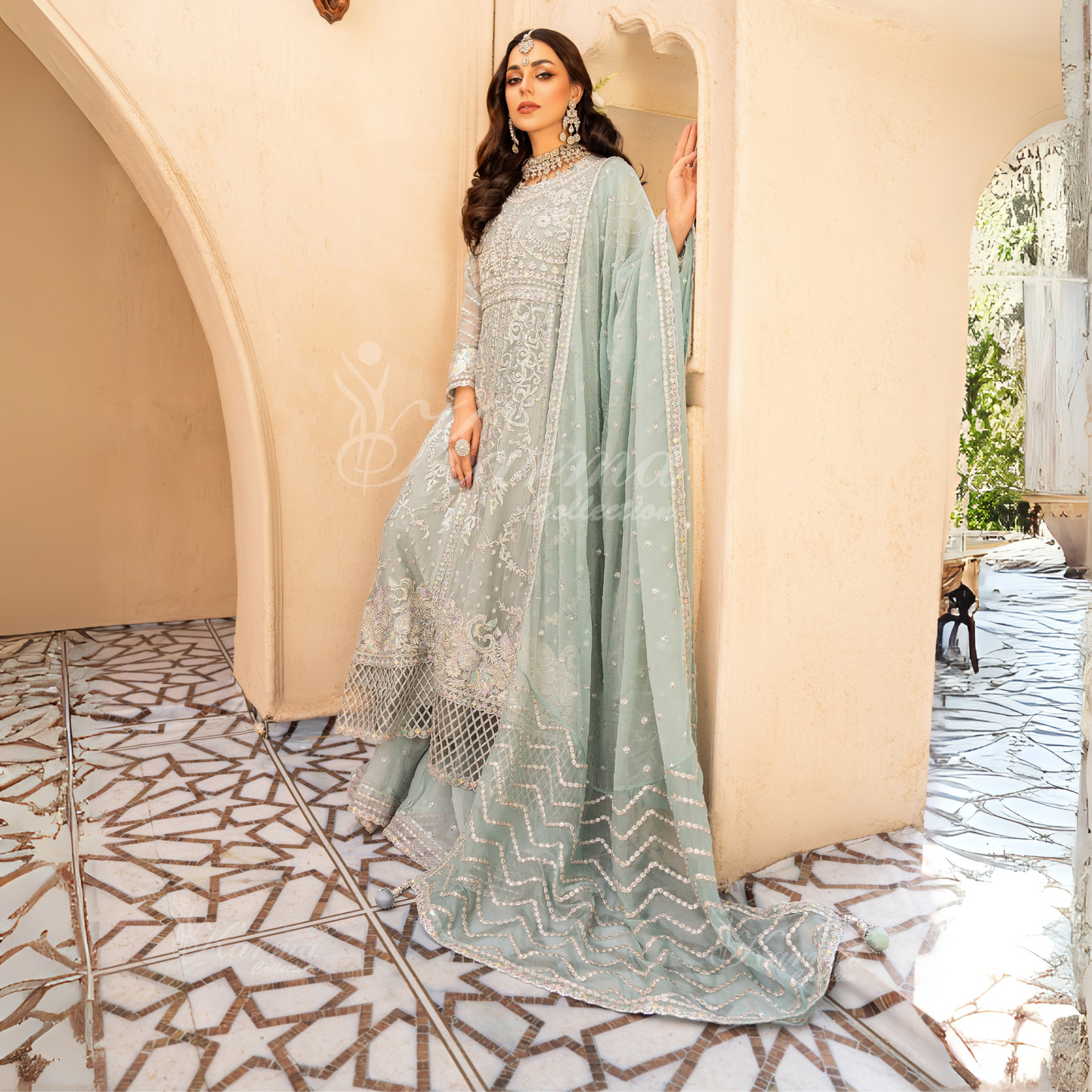 Luxury Embroidered Chiffon Party wear dress  | Wedding Collection | karma Collection | UMKC01201