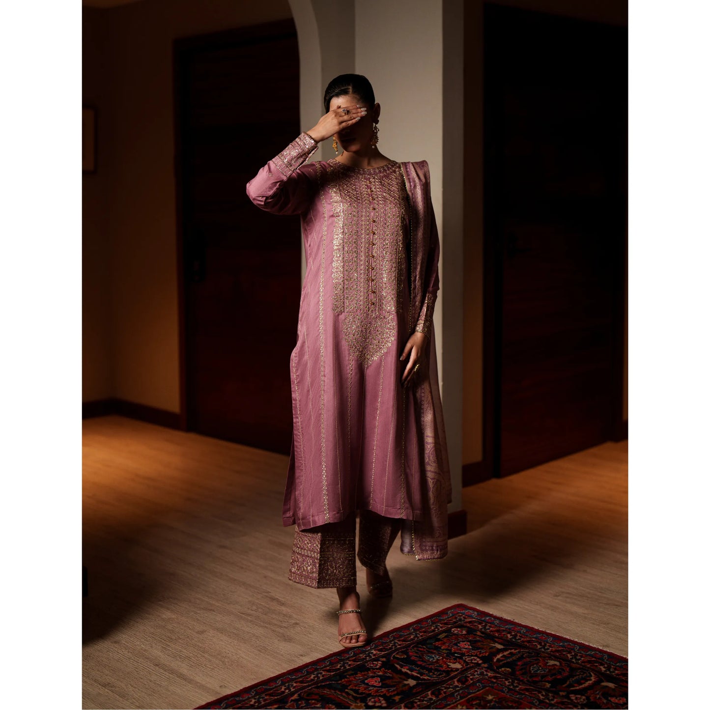 UCA-37 EALA Festive Embroidered Viscose Dress with Printed Silk Dupatta | Women’s Festive Wear Pakistani Designer Outfit by Casuallite