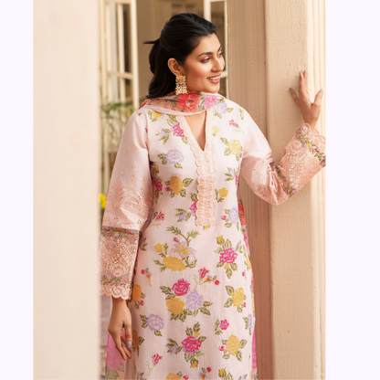 UKC-18 Embroidered Cambric Cotton Ready to Wear 3 Pc - Karma Collection