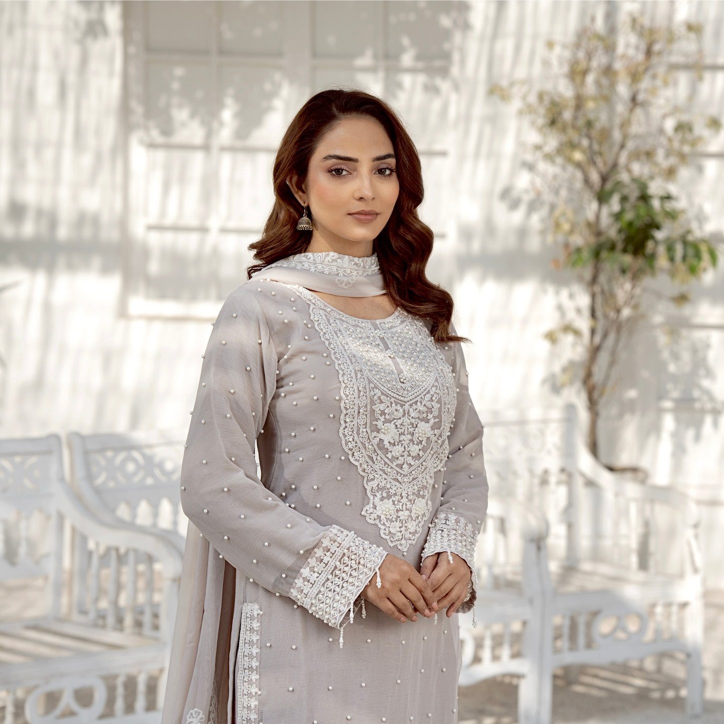 UMRZ-40 Luxury Handwork Embroidered Dress with Chiffon Dupatta 3 Pc |Ready to Wear| Rangz