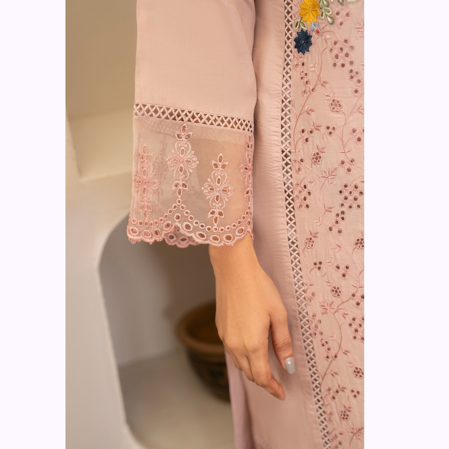 UKC-27 Embroidered Cambric Cotton Ready to Wear 3 Pc - Karma Collection
