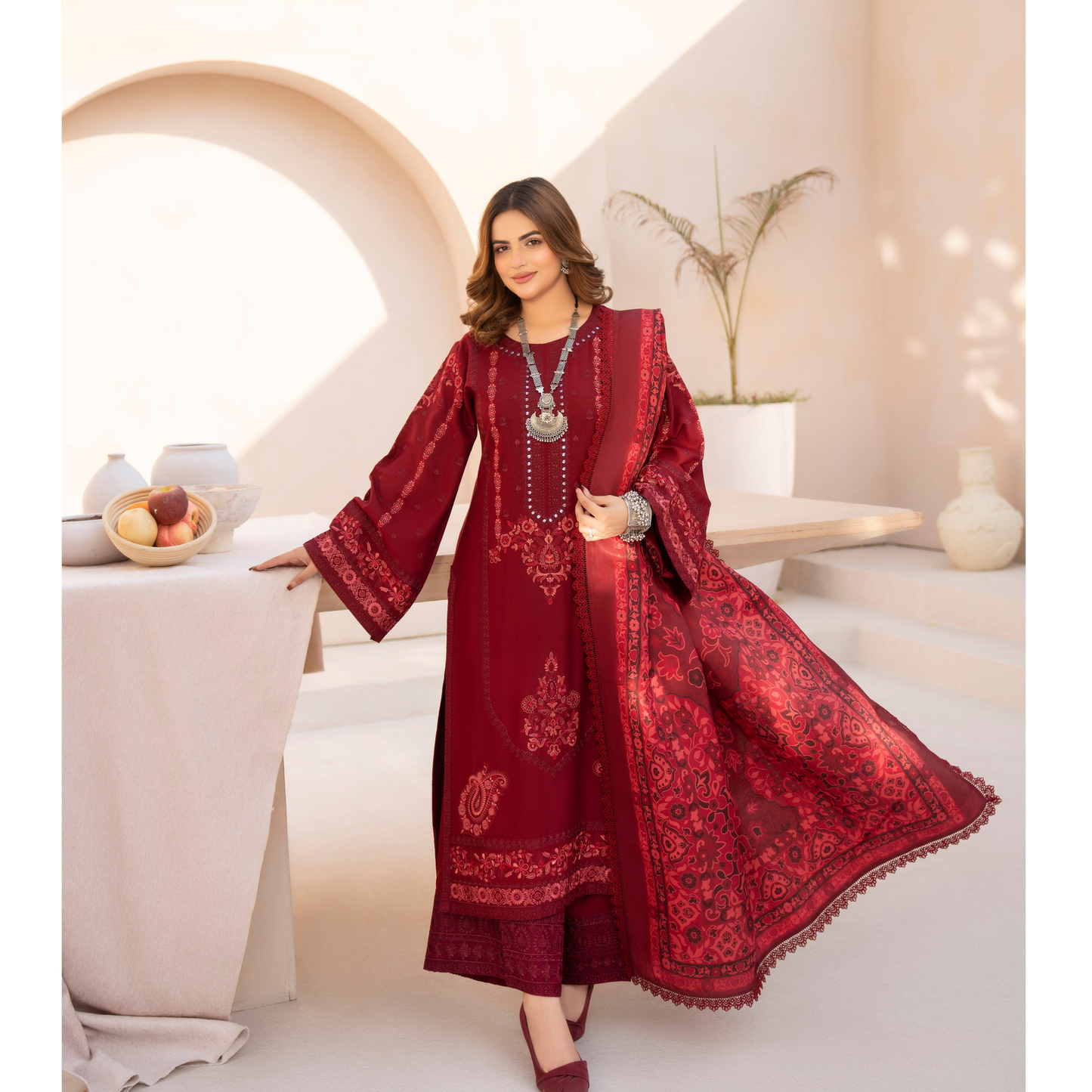 "Mishaal" Khat Edition Luxury Embroidered 3 Piece by Karma Collection