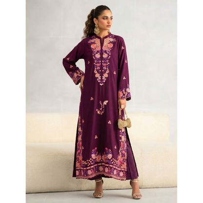 UTT-22 Embroidered Viscose Linen Kaftan Style 2 Piece Co Ord Set Collection by Traditional Thread