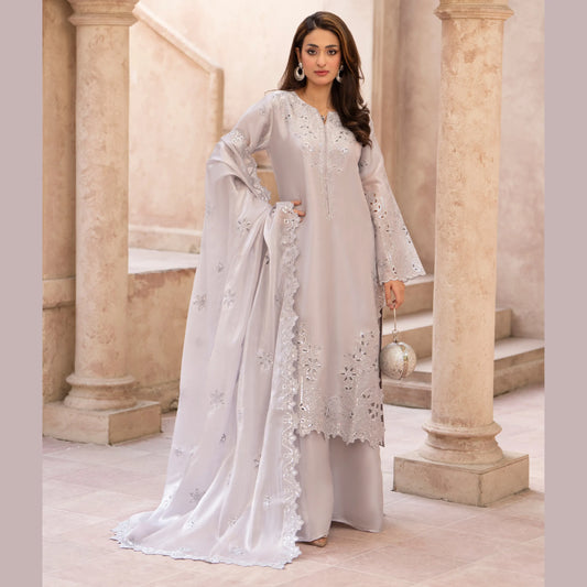RA-36 Embroidered Sheesha Silk 3 Piece Suit | Premium Embroidered Silk Dress with Dupatta | Women's Party & Festive Wear