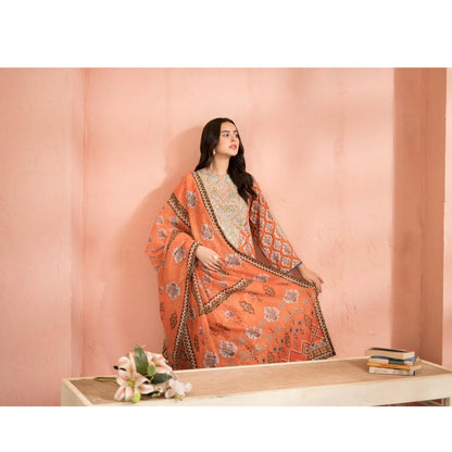 RA-37 Embroidered Printed Lawn Dress with Printed Cotton Silk Dupatta | Women's 3 Piece Summer Suit
