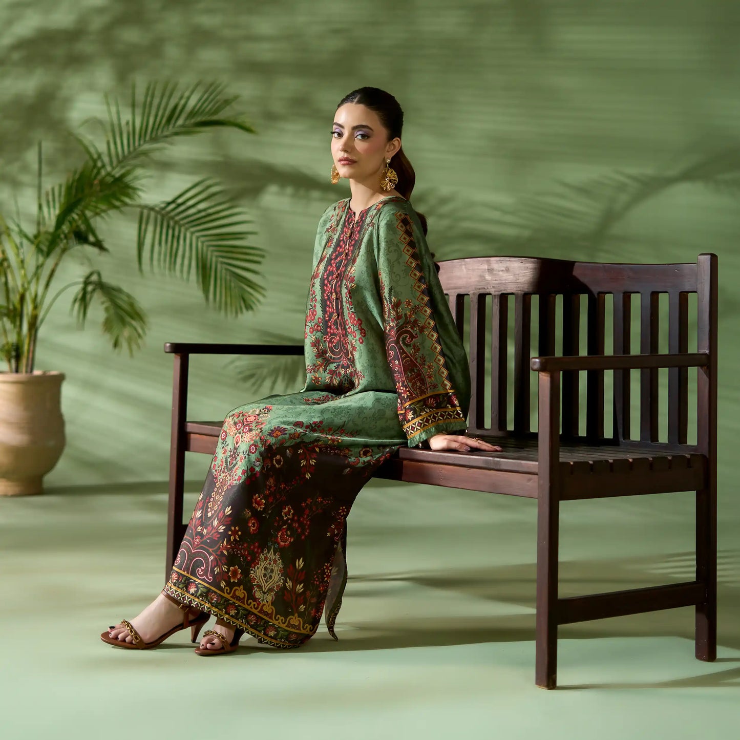 UAL-05 Printed Silk Kaftan Style Co-Ord Set Loose fit Casual Wear | Ethnic wear | ALLY'S