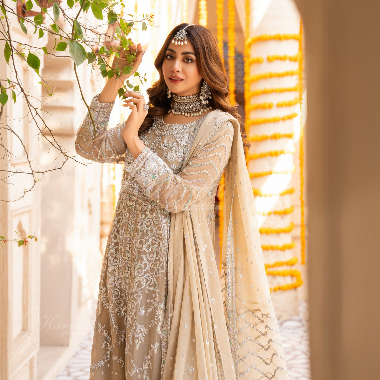 Luxury Embroidered Chiffon Party wear dress  | Wedding Collection | karma Collection | UMKC01201