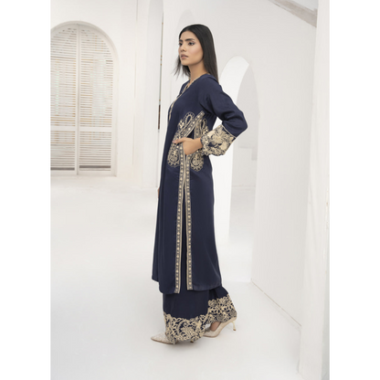 U-71 Embroidered Linen with Pockets 2 Pc Co Ord Set Dress | Ready to wear | UMNAA