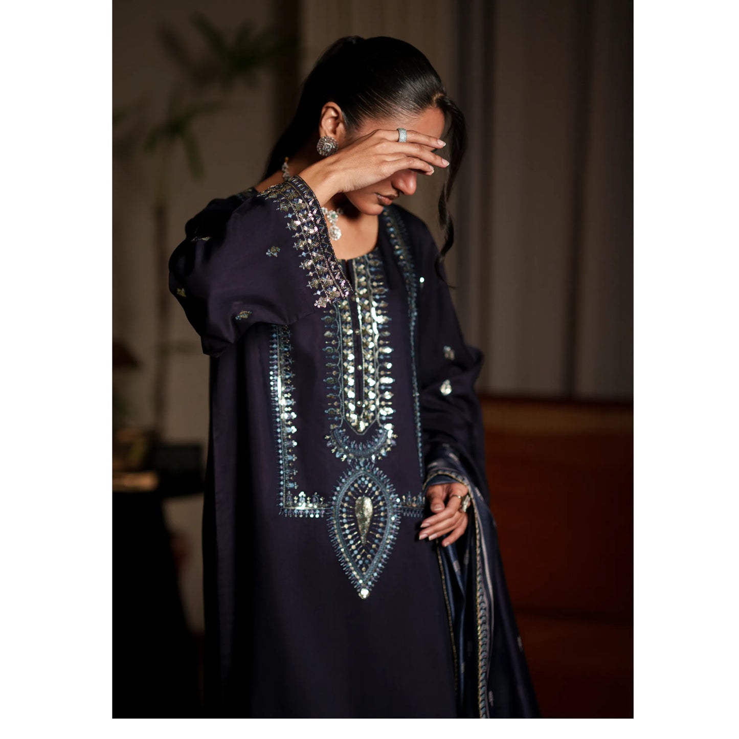 UCA-37 EALA Festive Embroidered Viscose Dress with Printed Silk Dupatta | Women’s Festive Wear Pakistani Designer Outfit by Casuallite