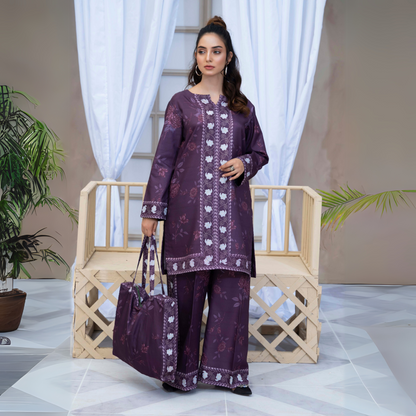 2 Printed Pakistani Co-Ords Set with Bag | Ready to Wear | Raniya.h | UMRAH0901