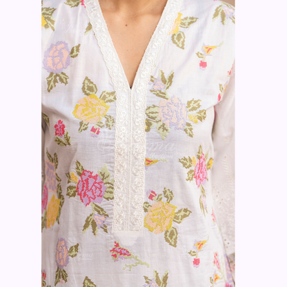 UKC-18 Embroidered Cambric Cotton Ready to Wear 3 Pc - Karma Collection