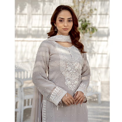 UMRZ-40 Luxury Handwork Embroidered Dress with Chiffon Dupatta 3 Pc |Ready to Wear| Rangz