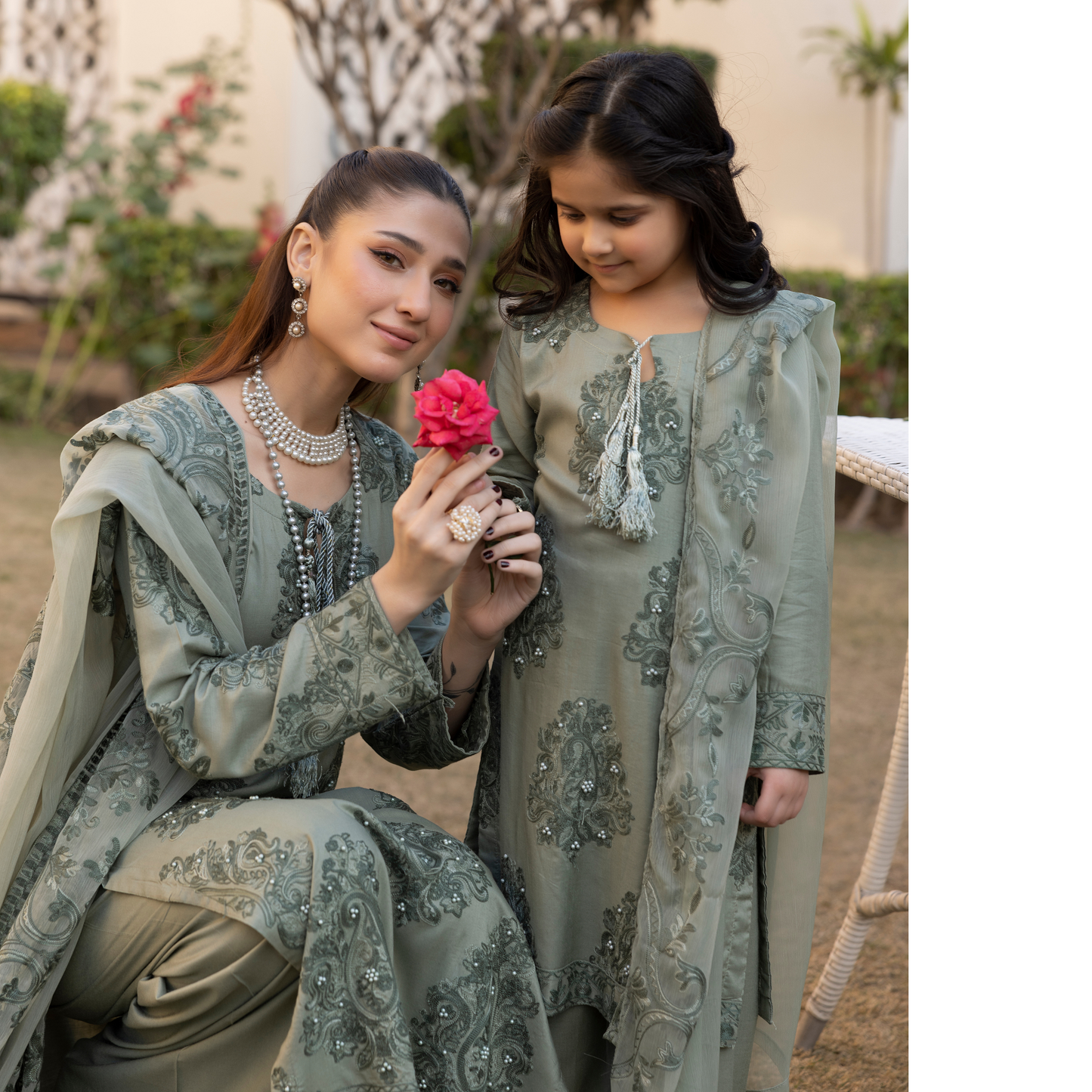 UMS-15 3 Pc Mother & Daughter Luxury Linen Eid Collection by Simrans