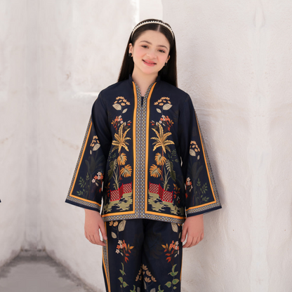2 Pc Mother & Daughter Pakistani Printed Co-ord Set Collection by Garnet