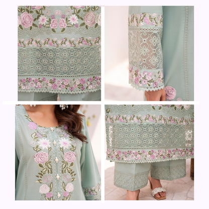 KC-1478 Embroidered Luxury Chikankari Cambric Cotton Collection | Ready to Wear | Karma Collection