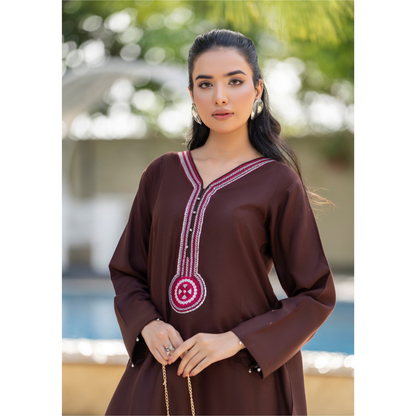 UZA-01 Rang e Elegance by Zaaria 2 Pc Embroidered Dhanak Co-Ords Set