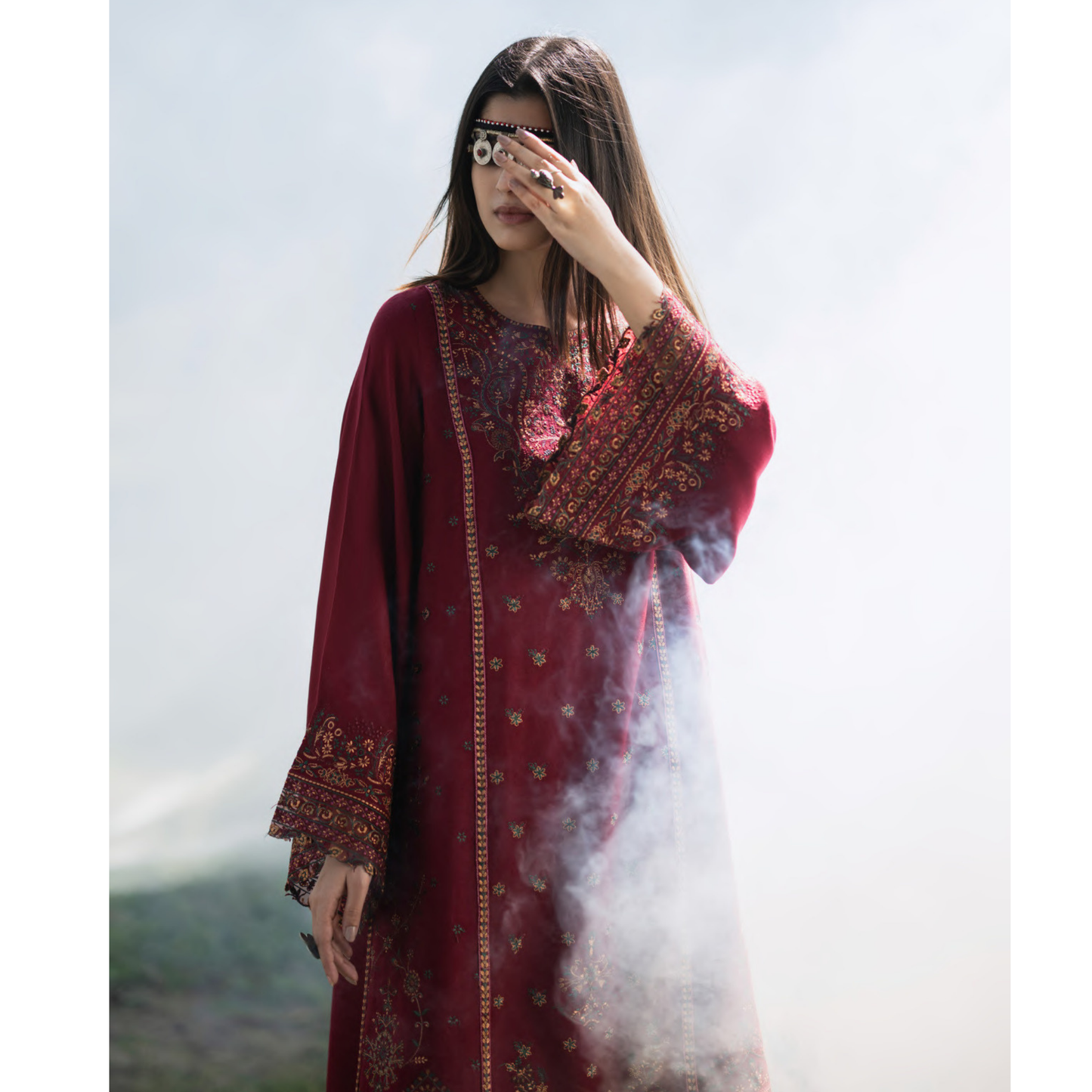 UCA-31 Embroidered Dhanak with Pashmina Shawl Winter Collection by Casuallite