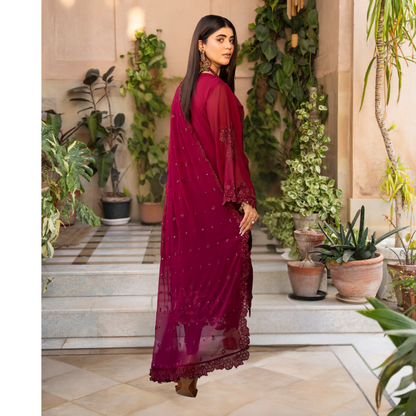 F-497 "Hayat" Embroidered Georgette Chiffon 3 Pc Collection