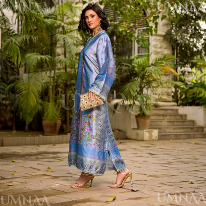 UA-160 Printed Silk kaftan Style long Maxi 1 PC  | Ready to wear | Umnaa