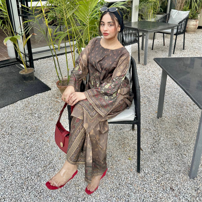 UA-169 Silk Printed Co-Ords Set by Umnaa | Ready to Wear Modest fashion Asian