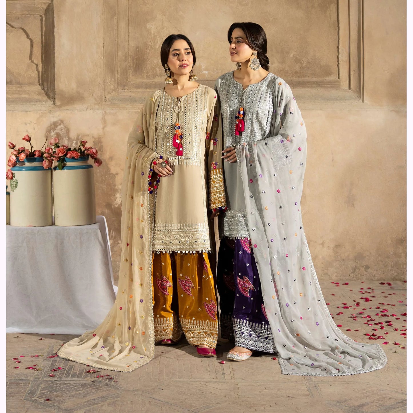 F-526 "Saj Dhaj" Embroidered Georgette Collection by Karma Collection