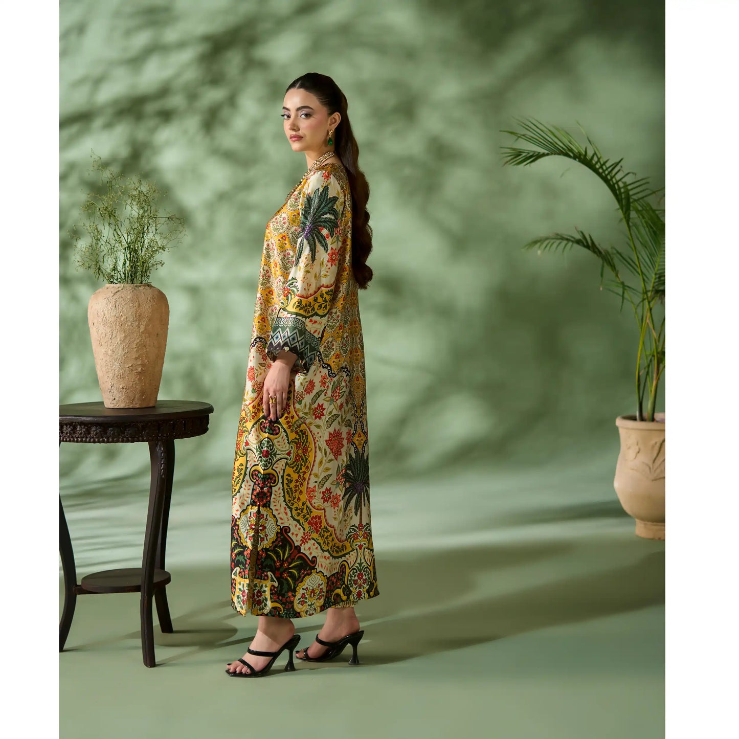 UAL-05 Printed Silk Kaftan Style Co-Ord Set Loose fit Casual Wear | Ethnic wear | ALLY'S