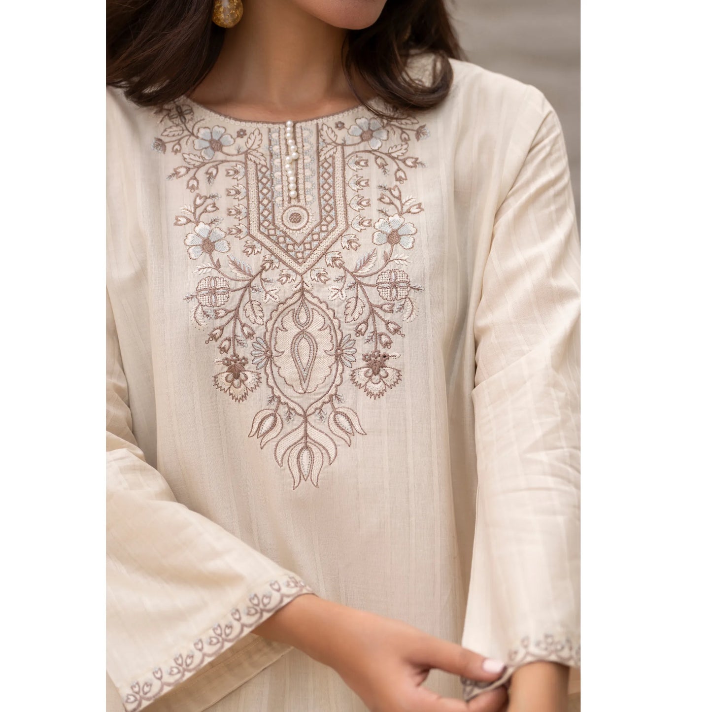 UA-257 Embroidered Cambric Cotton Co-Ord Set | Ready to Wear | Asian Clothes