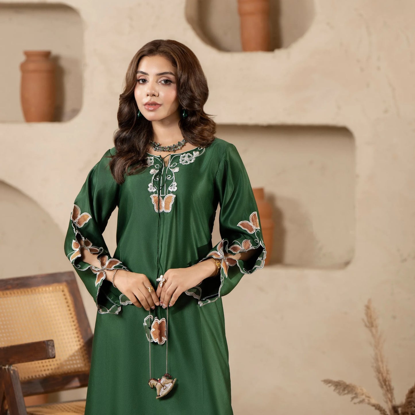 RA-39 Embroidered kaftan 2 Pc - Raniya.h