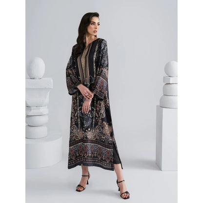 UAL-08 Printed Silk Kaftan with Trouser 2 Pc Set | Ally's