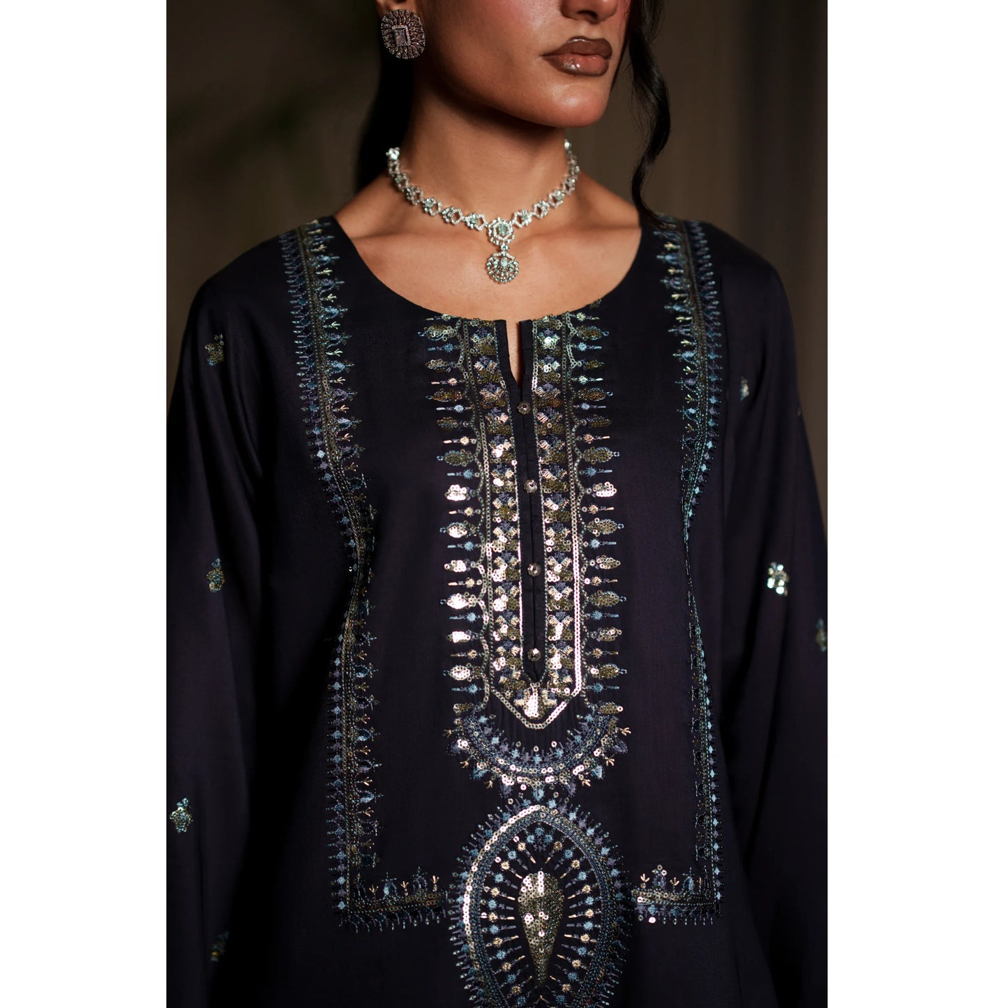 UCA-37 EALA Festive Embroidered Viscose Dress with Printed Silk Dupatta | Women’s Festive Wear Pakistani Designer Outfit by Casuallite