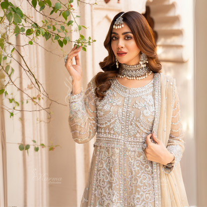 Luxury Embroidered Chiffon Party wear dress  | Wedding Collection | karma Collection | UMKC01201
