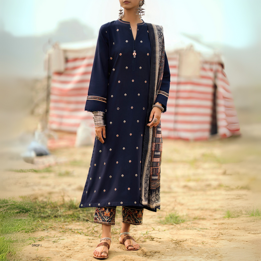 3 Pc Embroidered Khaddar Ready to Wear Collection by Casuallite | UMCAE0801