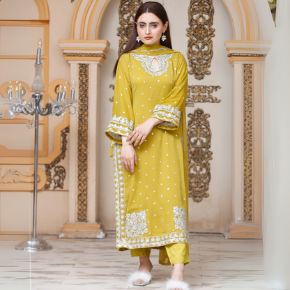 UA-54 3Pc Luxury Embroidered Chiffon Dress with Chiffon Dupatta 3 Pc |Ready to Wear| Umnaa