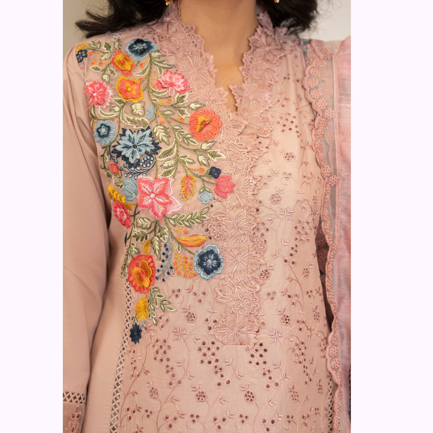 UKC-27 Embroidered Cambric Cotton Ready to Wear 3 Pc - Karma Collection