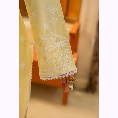 KC-1442 Embroidered Chikankari Cambric Cotton Dress Ready to Wear 3 Pc - Karma Collection