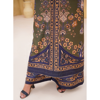 UA-157 Printed Slub Khaddar Kaftan Co-Ord Set | Winter 2 Piece Outfit