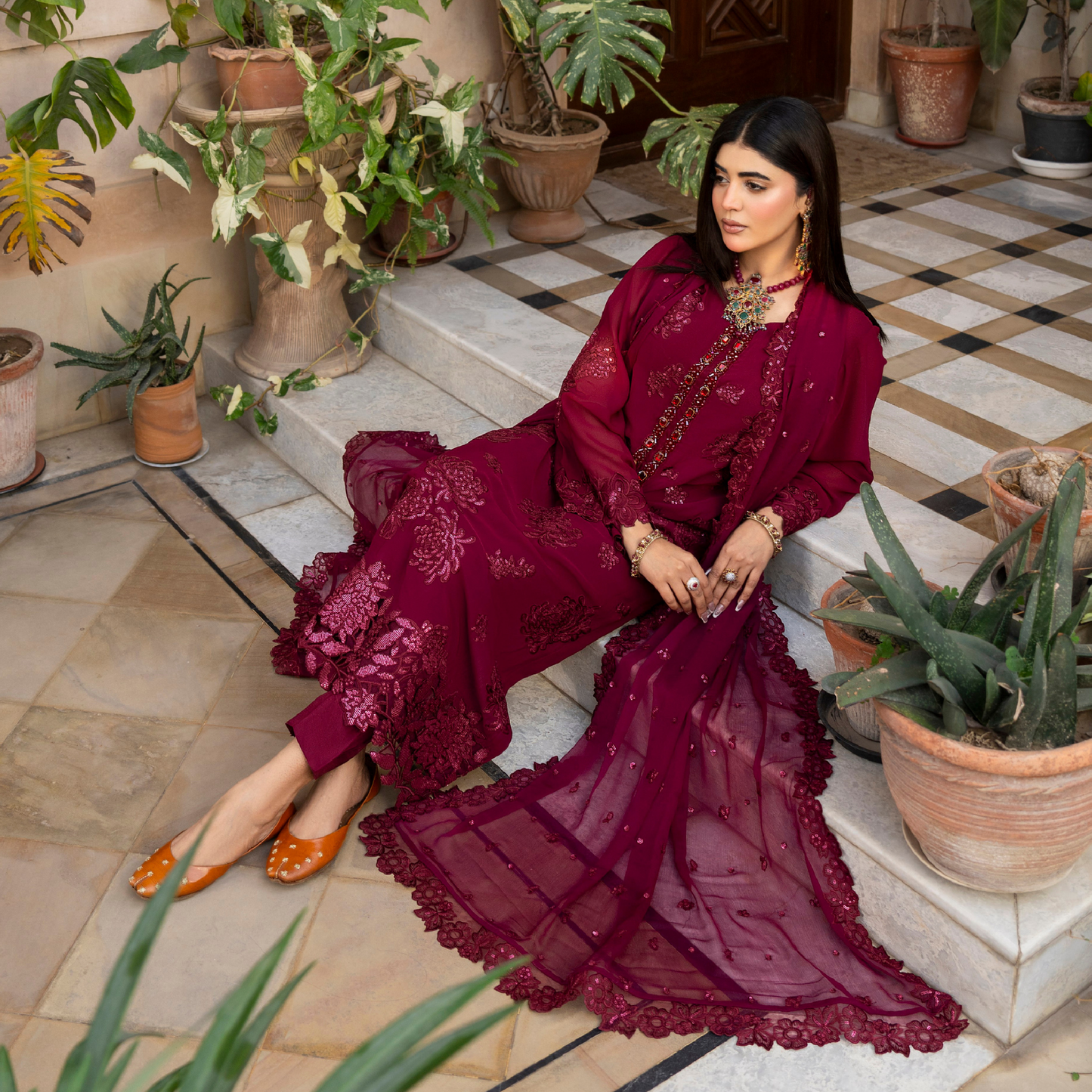 F-497 "Hayat" Embroidered Georgette Chiffon 3 Pc Collection