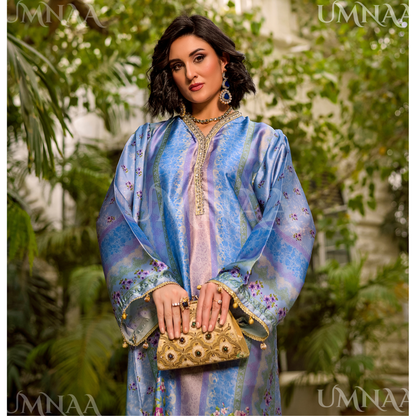 UA-160 Printed Silk kaftan Style long Maxi 1 PC  | Ready to wear | Umnaa