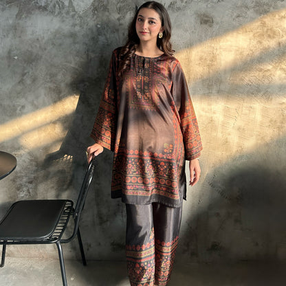 UA-169 Silk Printed Co-Ords Set by Umnaa | Ready to Wear Modest fashion Asian